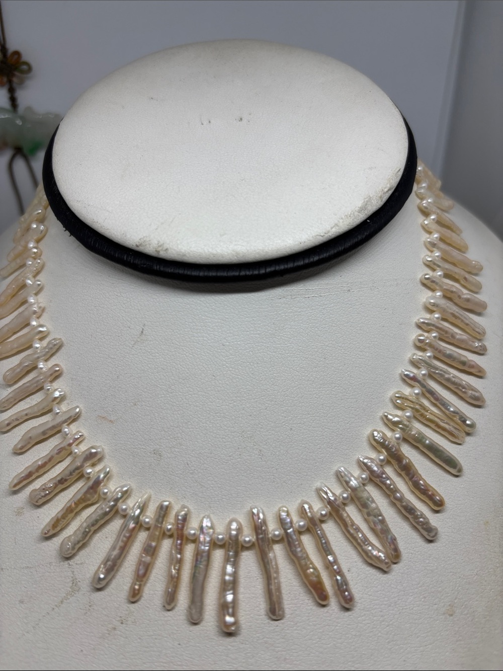 20mm Biwa cultured freshwater pearl necklace. Sterling silver ball clasp